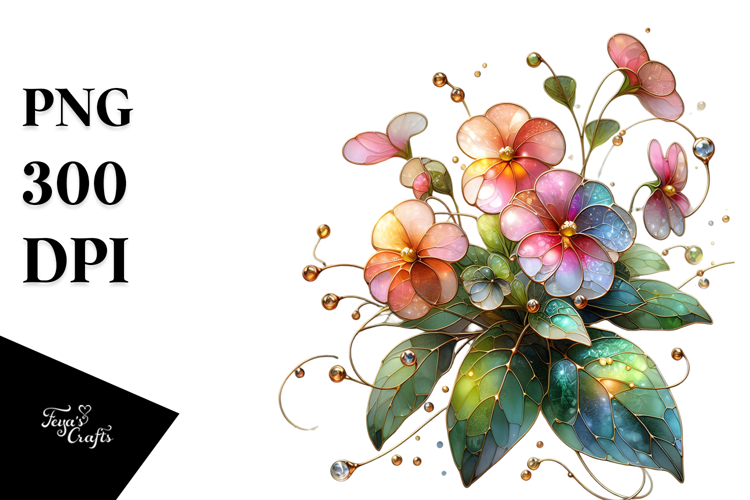 Impatiens with Metallic Inserts, High-Quality PNG