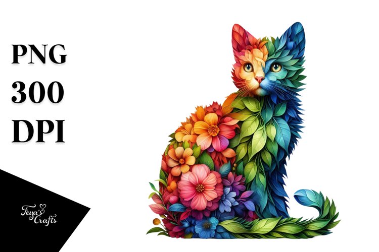 Abstract Vibrant Watercolor Kitten PNG