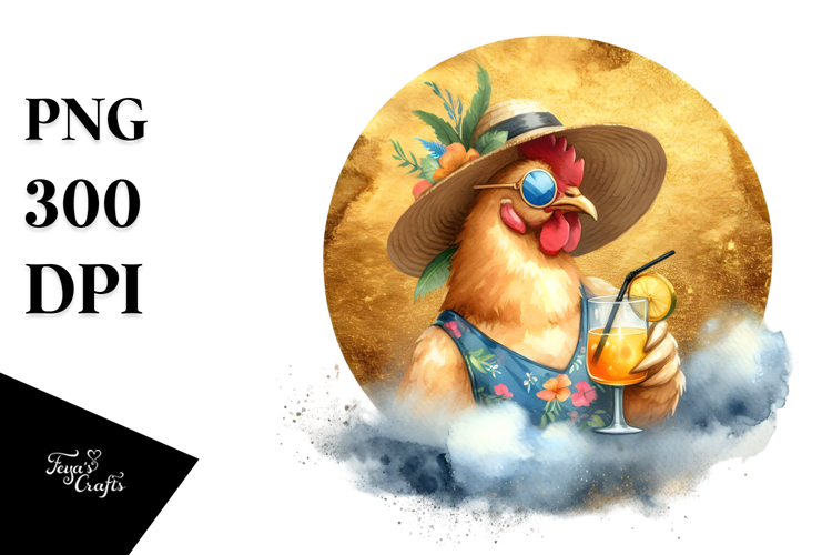 Chicken with Beachwear, High-Res PNG