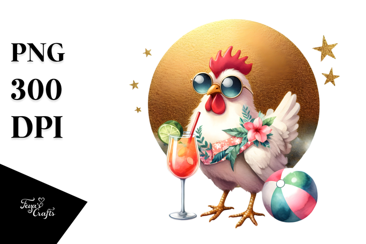 Chicken with Beachwear, High-Res PNG example image 1