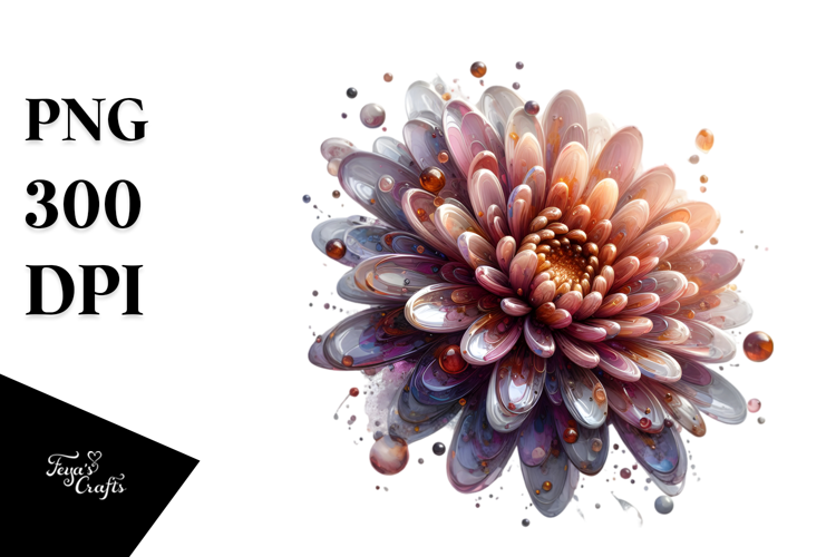 Glossy Chrysanthemum with Metal PNG