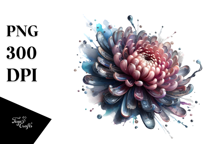 Glossy Chrysanthemum with Metal PNG