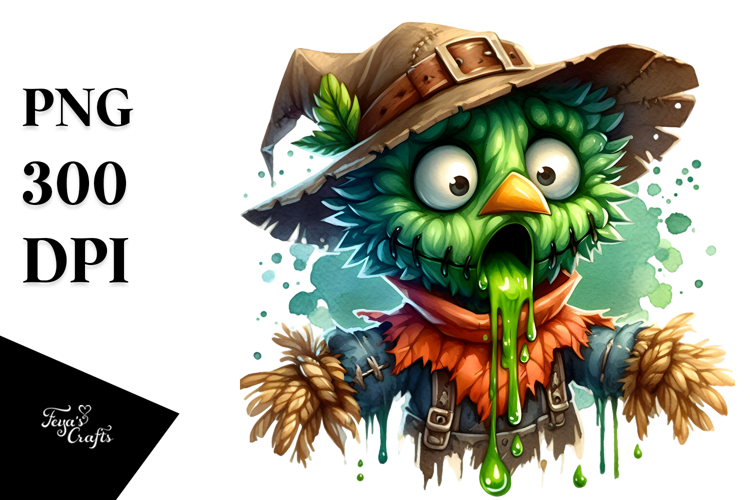 Funny Scarecrow Dripping Green Slime PNG example image 1