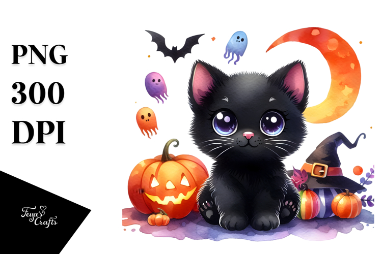 Style Halloween Cat PNG
