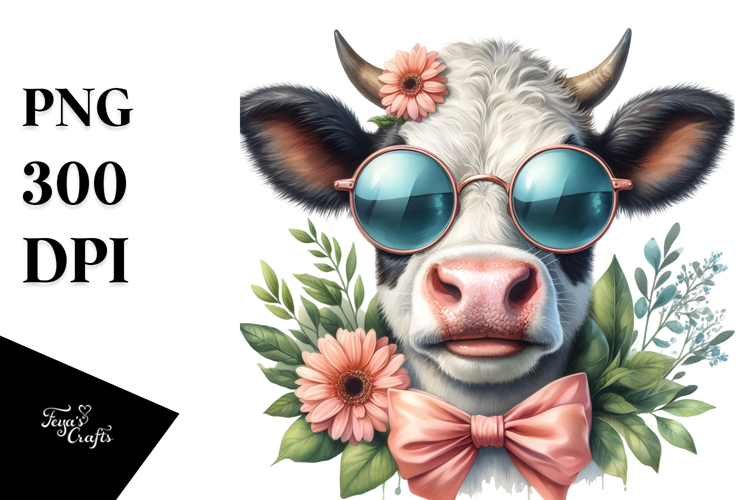 Happy Cow with Sunglasses PNG