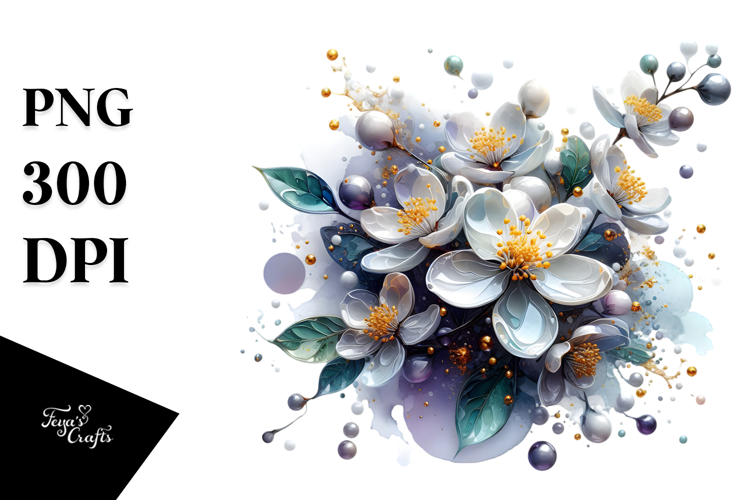 Abstract Jasmine Watercolor Splash PNG