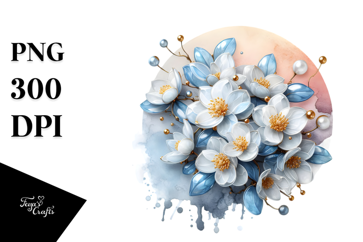 Abstract Jasmine Watercolor Splash PNG