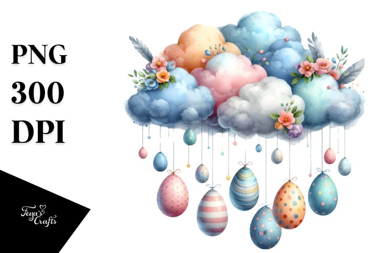 Cloud with Easter Eggs PNG