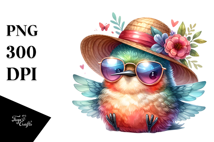 Baby Hummingbird Sun es | Watercolor