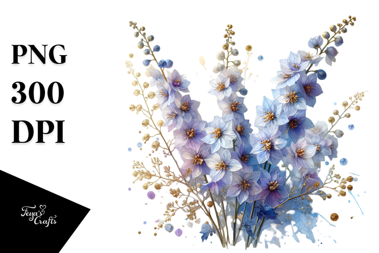 Delphinium Watercolor Splash PNG