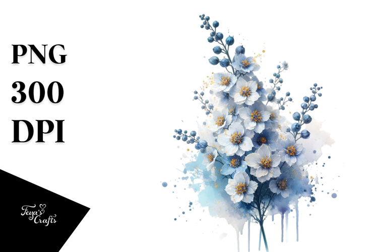 Delphinium Watercolor Splash PNG