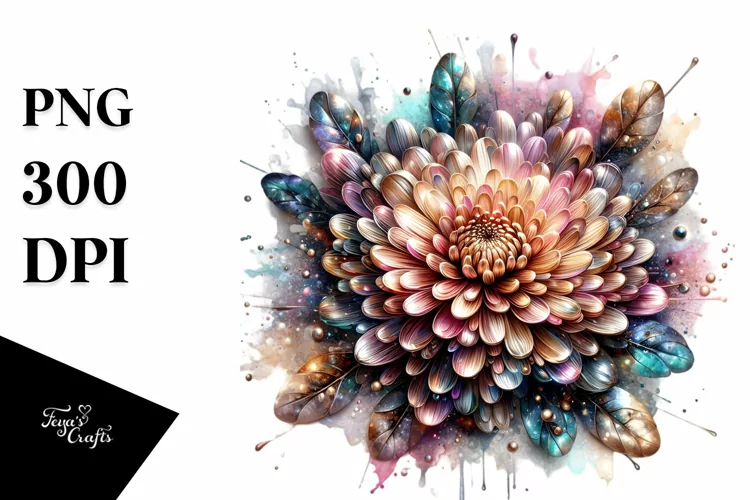 Chrysanthemum Shiny Watercolor