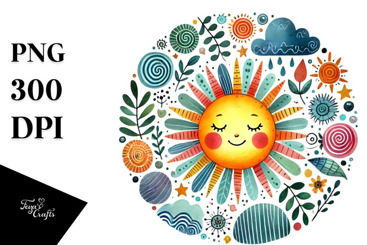 Colorful Whimsical Sun PNG