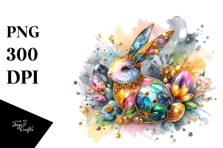 Colorful Bunny Made of on Splashy Background, Transparent