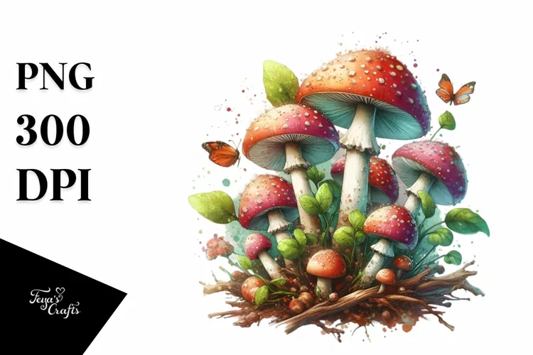 Mushroom Watercolor Splash