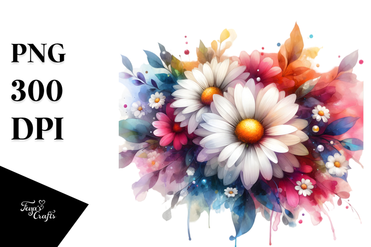 Vibrant Abstract with Glossy Daisy Petals | Sublimation |