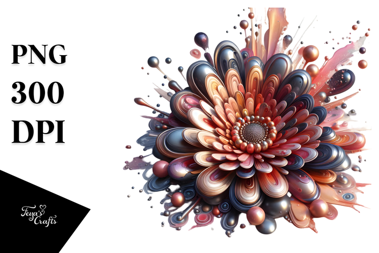 Metallic Glossy Abstract Gerbera PNG