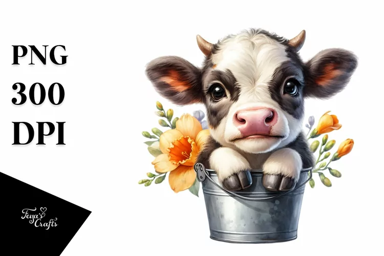 Cute Baby GNOME with Freesia Bucket PNG