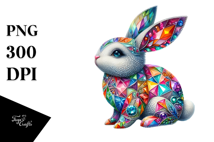 Colorful Diamond Bunny PNG