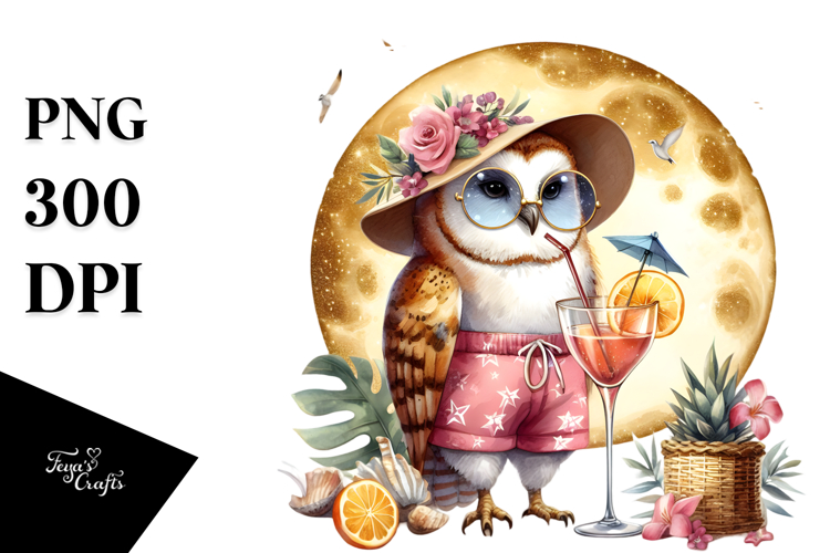 Owl Drinking Cocktail PNG