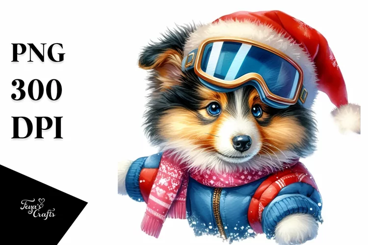 a Festive Collie with Sky Goggles