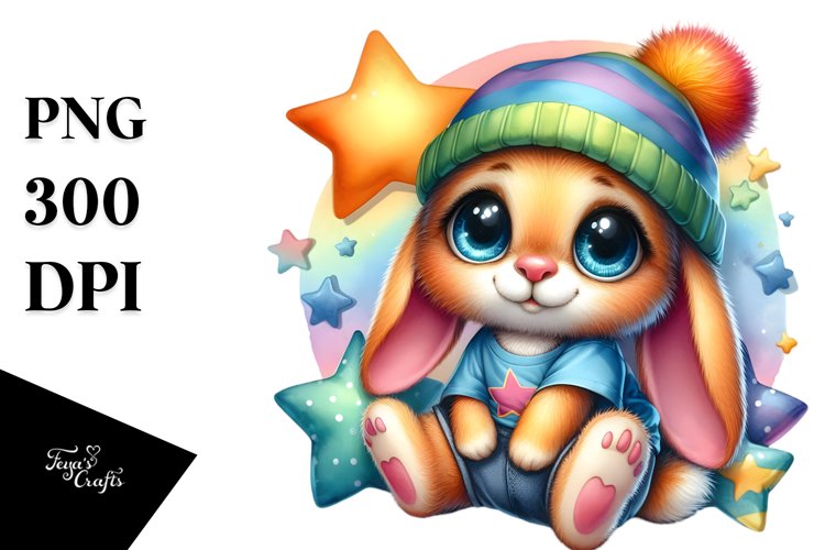 Sitting Star Baby Rabbit PNG