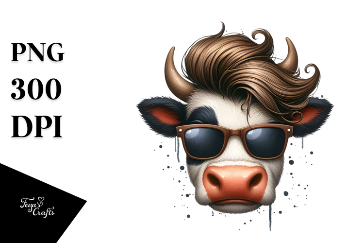 Contemptuous Cow with Cool Hair, Bold PNG