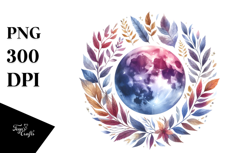 Vibrant Watercolor Boho Moon