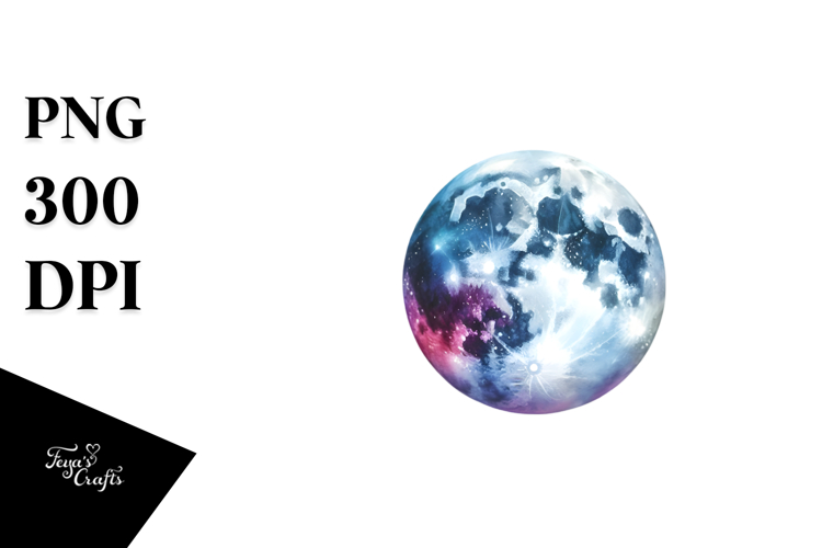 Vibrant Watercolor Boho Moon