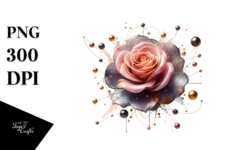 3D Rose Watercolor Splash PNG
