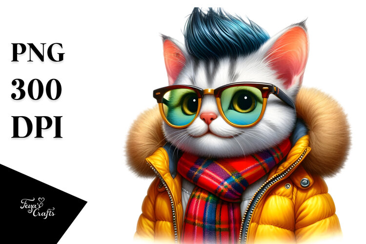 Goofy Baby Cat for Winter PNG example image 1