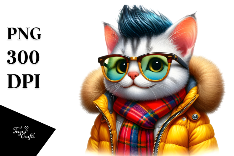 Goofy Baby Cat for Winter PNG