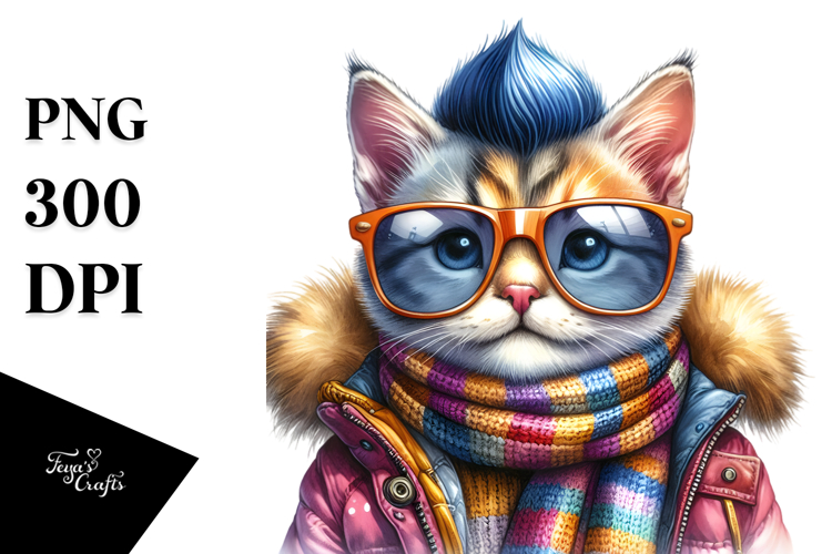 Goofy Baby Cat for Winter PNG