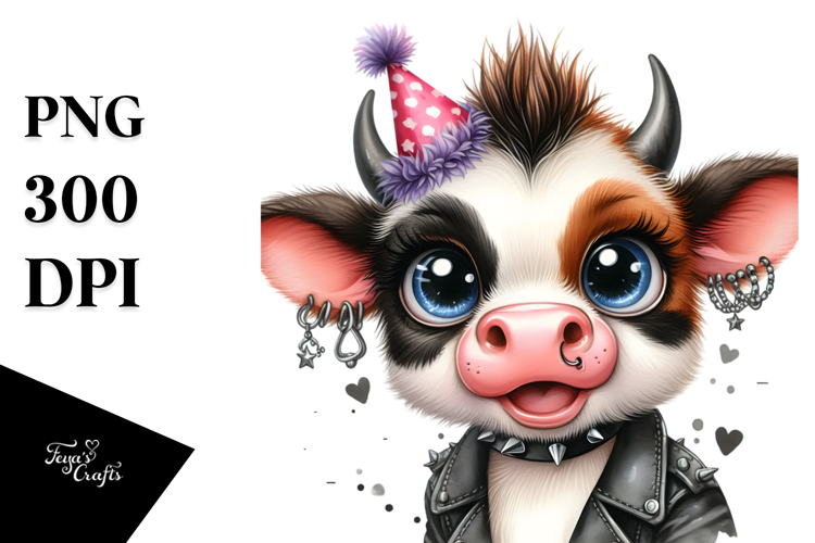 Cute Punk Cow, Transparent PNG