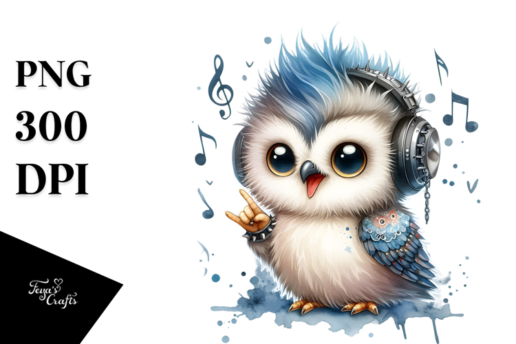 Energetic Baby Owl, Sublimation PNG
