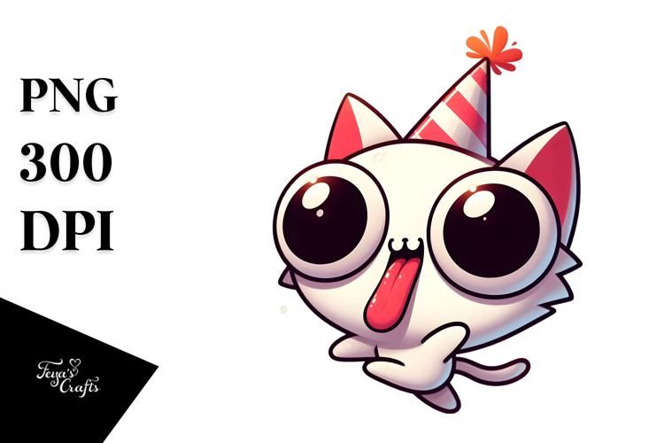 Exaggerated Cartoon Cat, Soft PNG