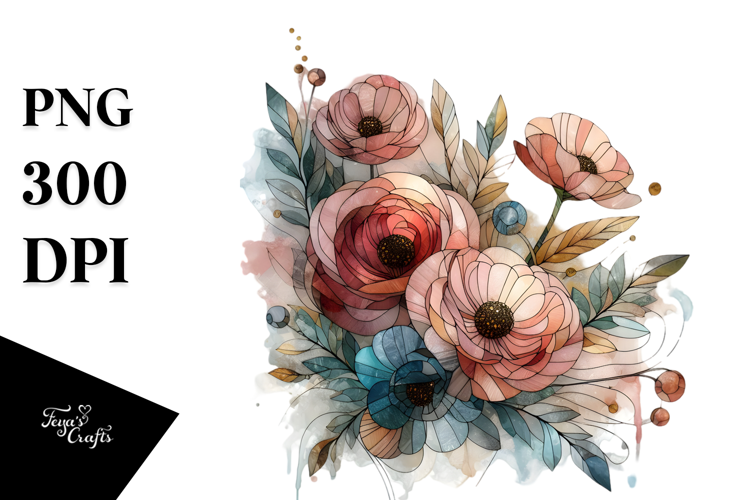 Abstract Stained Ranunculus, Sublimation PNG