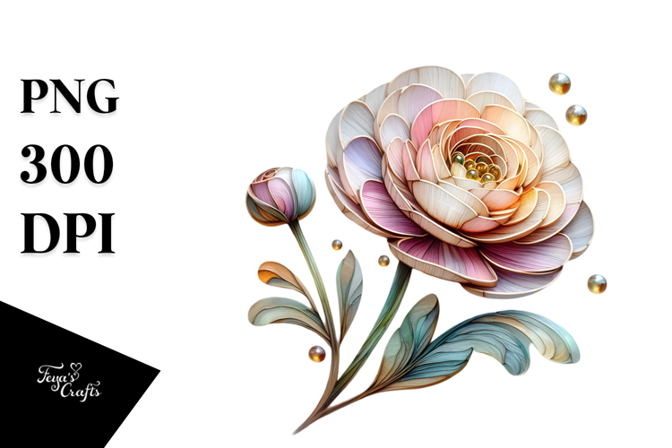 Abstract Stained Ranunculus, Sublimation PNG