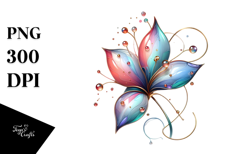 Colorful Golden Abstract Snowdrop PNG