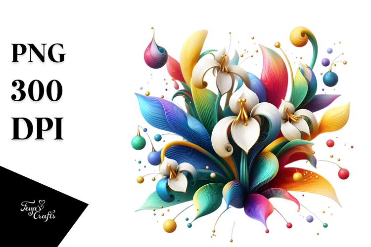 Colorful Golden Abstract Snowdrop PNG
