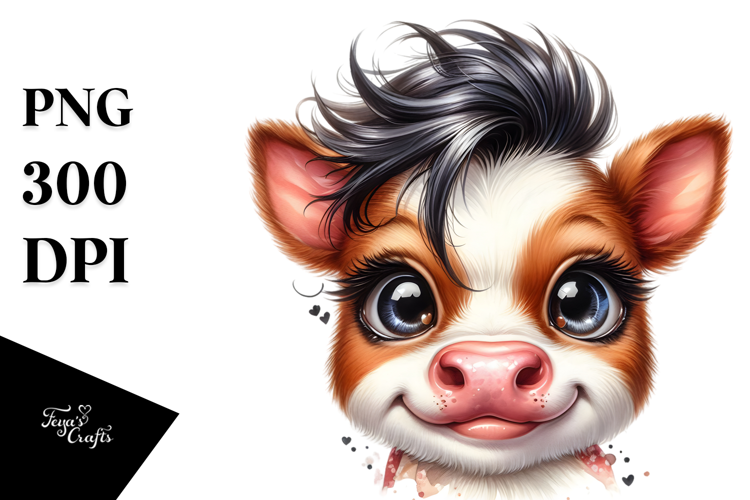 Cute Cow with Cool Haircut PNG