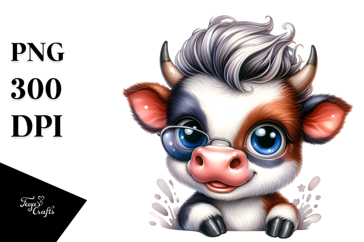Cute Cow with Cool Haircut PNG
