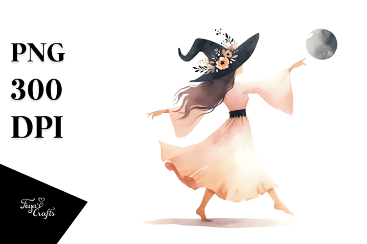 Simple Boho Dancing Witch PNG
