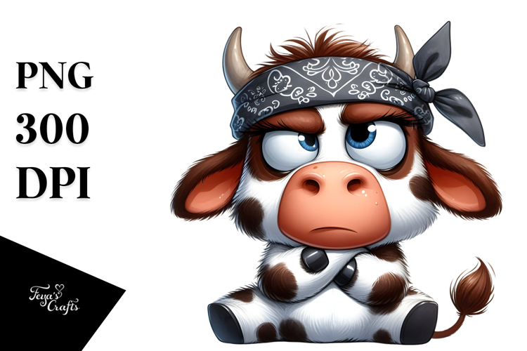 Whimsical Cow with Comically Large Udder, PNG
