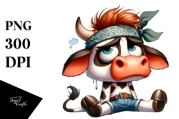 Cute Cow Bandana, Balanced PNG
