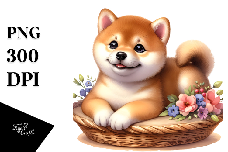 Watercolor Baby Shiba Inu PNG