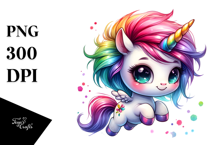Cute Baby Unicorn Jumping in Style PNG