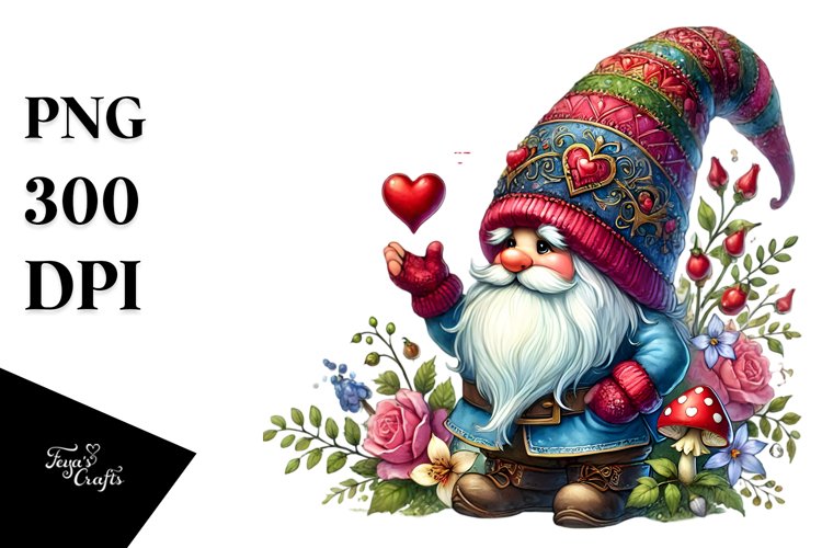 Detailed Valentine Gnome PNG