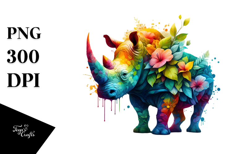 Abstract Vibrant Watercolor Rhino, 20 oz Tumbler