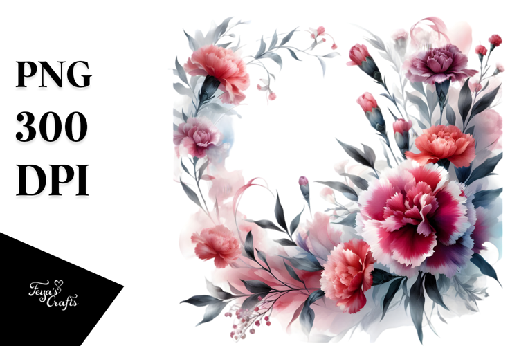 Vibrant Floral Frame with Small Carnation